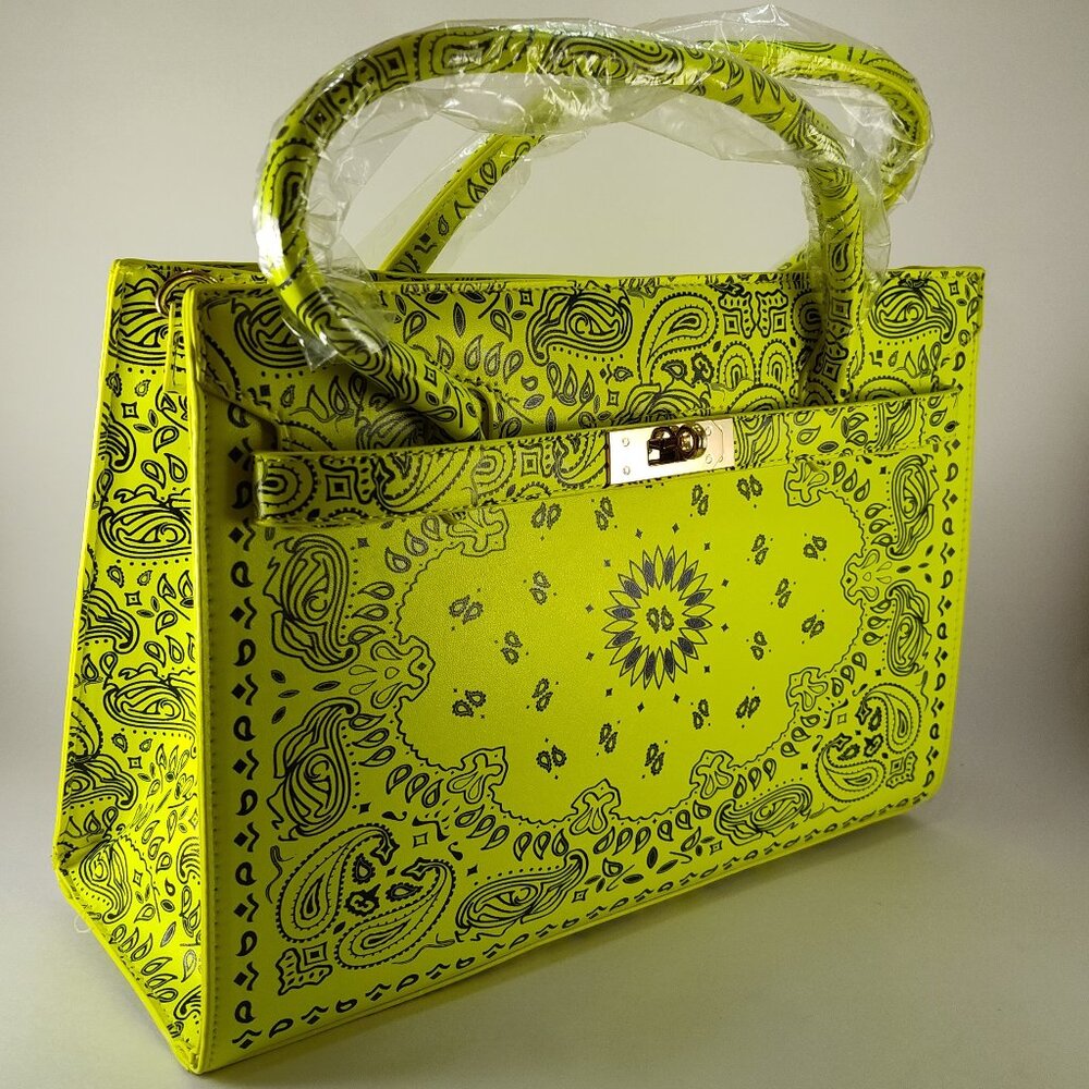 Neon Yellow "Sunshine Groove" Bandana Tote – Radiant & Free-Spirited P 118